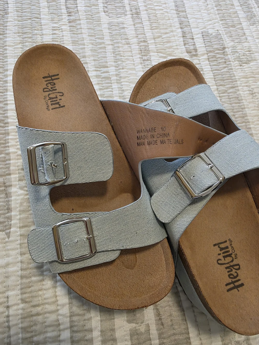 Corkys Light Blue Double-Buckle Platform Slides